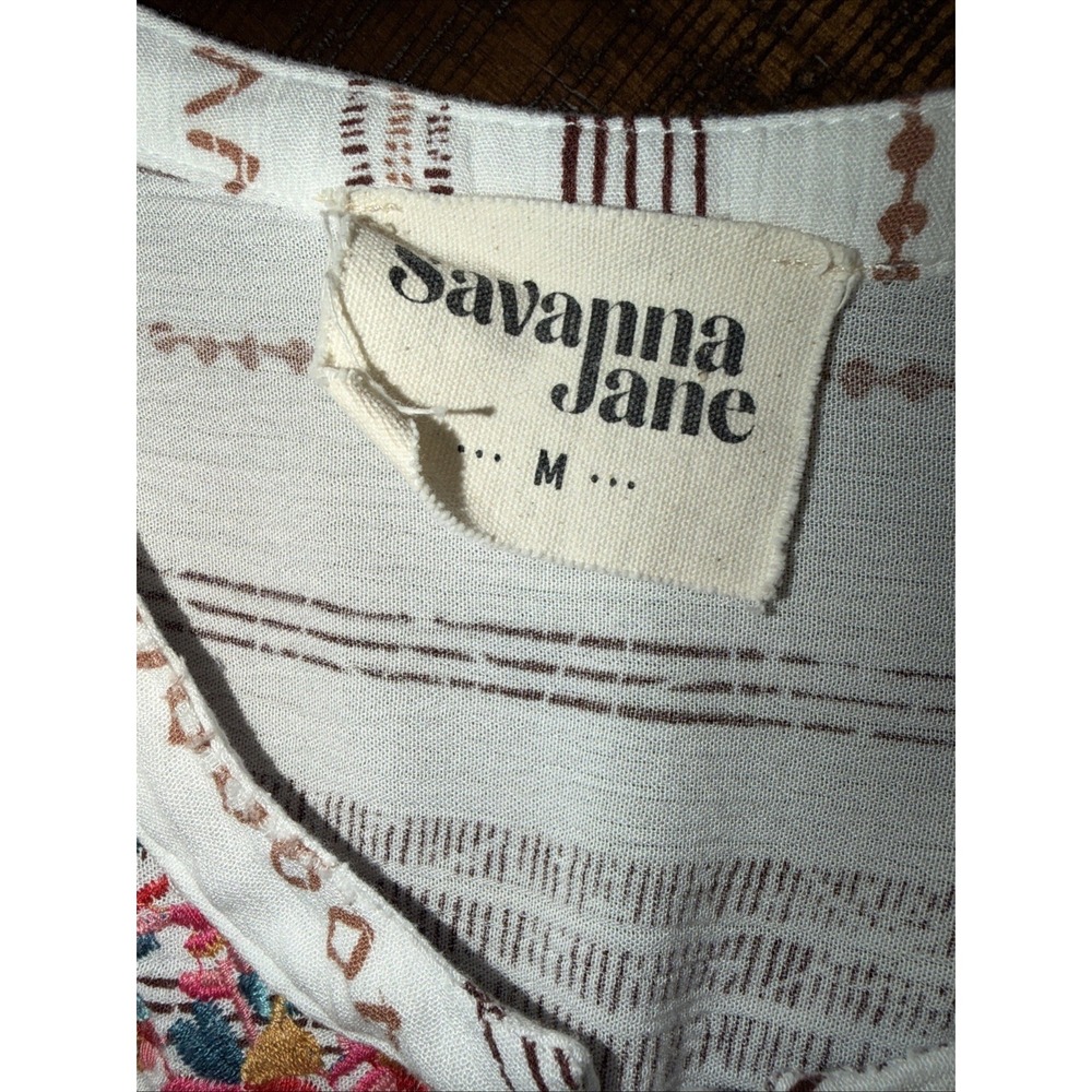 Savanna Jane White Embroidered Blouse Boho Praire Cottagecore‎ Top Medium - Picture 3 of 7